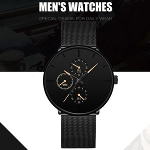 Fashion Mens Business Black Watches Luxury